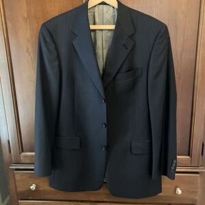 Hart‎ Schaffner Marx Blazer Mens 40 R Navy Blue Stripe 3-Button Sport Coat USA